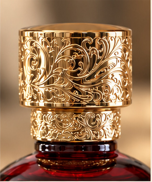 Close-up of the engraved Babylon Lab gold cap