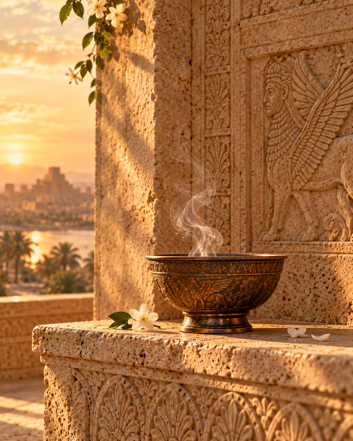 Incense, carved stone and jasmine evoking the refined fragrance philosophy of Babylon Lab